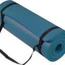 Signature Fitness Extra Thick High-Density Foam Yoga Mat Multiple Thicknesses (1/2" & 1") / Multiple Colors Double-Sided Non-Slip Surface with Carrying Strap for Pilates, Yoga & Home Workouts