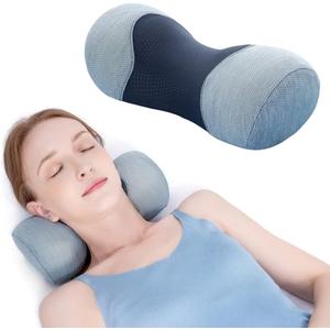 Cervical Neck Roll Traction Pillow,Neck Shoulder Muscle Relaxer,Cervical Spine Alignment & Tension Relief & No More Neck Pain &Breathable Pillowcase, Memory Foam, Odorless, Small