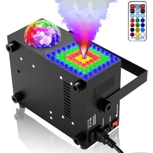 IMONE 2 in 1 Horizontal,Vertical Fog Machine Halloween with Disco Ball,Smoke Machine Fog 72 Lights in Squar,Fog Machine Outdoor with Remote,Fog Machine Indoor,Fog Machine for Stage Wedding DJ Party (Black)