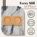 2 x Tray for Salt and Pepper, Beech Wood Salt & Pepper Mill Tray, Wooden Salt Pepper Grinder Holder and Rest, Salt & Pepper Mill Set Accessories, Best Trays for Mills Shakers Storage, Square Corners