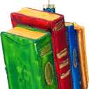 Joiedomi Christmas Book Glass Blown Mini Ornament, Small Funny Mini Ornaments for Christmas Tree Decorations, Book Stack Decorations for Xmas Gift Holiday Party Favor Party Supplies Indoor