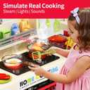 Pupu Pig Kids Kitchen Playset, Play Kitchen with Stove, Grill, Sink, Play Food, ToyKitchen Accessories, Cooking Kitchen with Lights Sound Steam, Pretend Play Toys for Kids Toddler Birthday Gifts