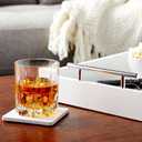 Juvale Ottoman Tray with Coasters & Interchangeable Gold & Silver Handles - 15.7" x 11.8" x 3.1" - White Rustic Wood Rectangular - Coffee Table Tray for Serving & Decorative Accents