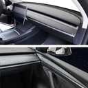 Dashboard Cover Wrap and Front Door Trim Kit -Compatible with Tesla Model Y 2019-2024 & Model 3 2021-2023, Interior Decoration Accessories,Not for Performance (Matte Carbon Fiber Pattern, 4PCS)