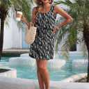 AUSELILY Summer Dresses for Women 2026 Casual Sleeveless Drawstring Waist Beach Cover up Mini Short Dresses with Pockets (Black, XXL)