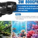 2 x DaToo 800GPH Mini Aquarium Circulation Pump Ultra-quiet Fish Tank Wave Maker With Suction Cup 360 Degree Rotatable Aquarium Power Head Submersible Water Pump For Freshwater And Saltwater