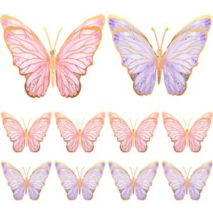 PerKoop 10 Pcs Large Butterfly Centerpieces for Tables Butterfly Party Decorations 3D Paper Table Toppers Centerpieces Wall Decor for Birthday Baby Shower Wedding Party Supplies (Pink, Purple)