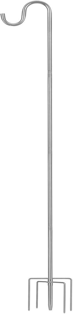 Ihomepark Shepherds Hook for Outdoor, 62 Inch Tall & 5/8 Inch Diameter Stainless Steel Heavy Duty Poles to Hang Outdoor Lights with 5 Prongs Base, Suitable for Bird Feeders or Wedding Decors(1pack) (Silver)