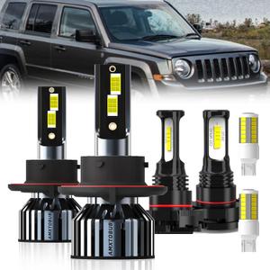 For Jeeppy Patriot 2010 2011 2012 2013 2014 2015 2016 2017 Headlight Bulbs, 9008/H13 High Low Beam + 5202/H16 Fog Light Bulbs + Turn signal Lights, Pack of 6