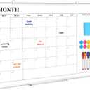 DOLLAR BOSS Dry Erase Calendar for Wall, 24''x 18'' Magnetic Whiteboard Monthly Planner, Double-Sided Aluminum Framed Schedule Board for Office, Home, School