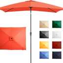 Ayge 6.5x10FT Rectangular Patio Umbrella Outdoor Table Umbrella w/Push Button Tilt & Crank Rectangle Market Umbrella UV Protection for Garden,Deck,Lawn,Yard & Pool,Orange
