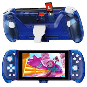 NexiGo Hall Effect Gripcon with Kickstand and HDMI Out for TV Docking, Hall Sensing Joystick for Switch/Switch OLED, Handheld Mode, 4K/1080P Supported HDMI and USB 3.0 Port, Blue