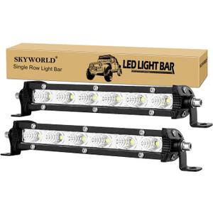 SKYWORLD 2 X 7 inch 30W Single Row LED Light Bar Low Profile Ultra Thin Slim Mini Flood Off Road Driving Lights Led Fog Lights Boat Lighting ATV SUV UTV Truck
