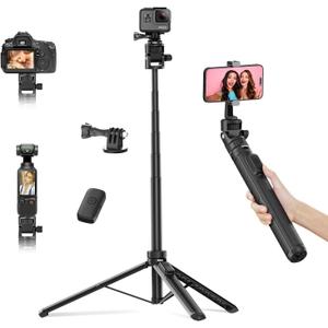 70" Tripod for Action Camera Extendable Selfie Stick Tripod for GoPro Max2/ Hero13/12/11/10 DJI OSMO Pocket 3 & Action 6/5 pro/4, Insta360 X5/X4