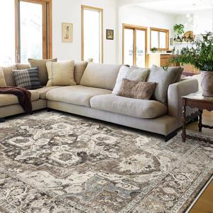 YOUFORTONG Washable 8x10 Area Rugs: Rugs for Living Room Ultra Soft Carpet for Bedroom Waterproof Rug Non Slip Rugs for Hardwood Floors (Beige, 8x10) (8ft x 10ft)
