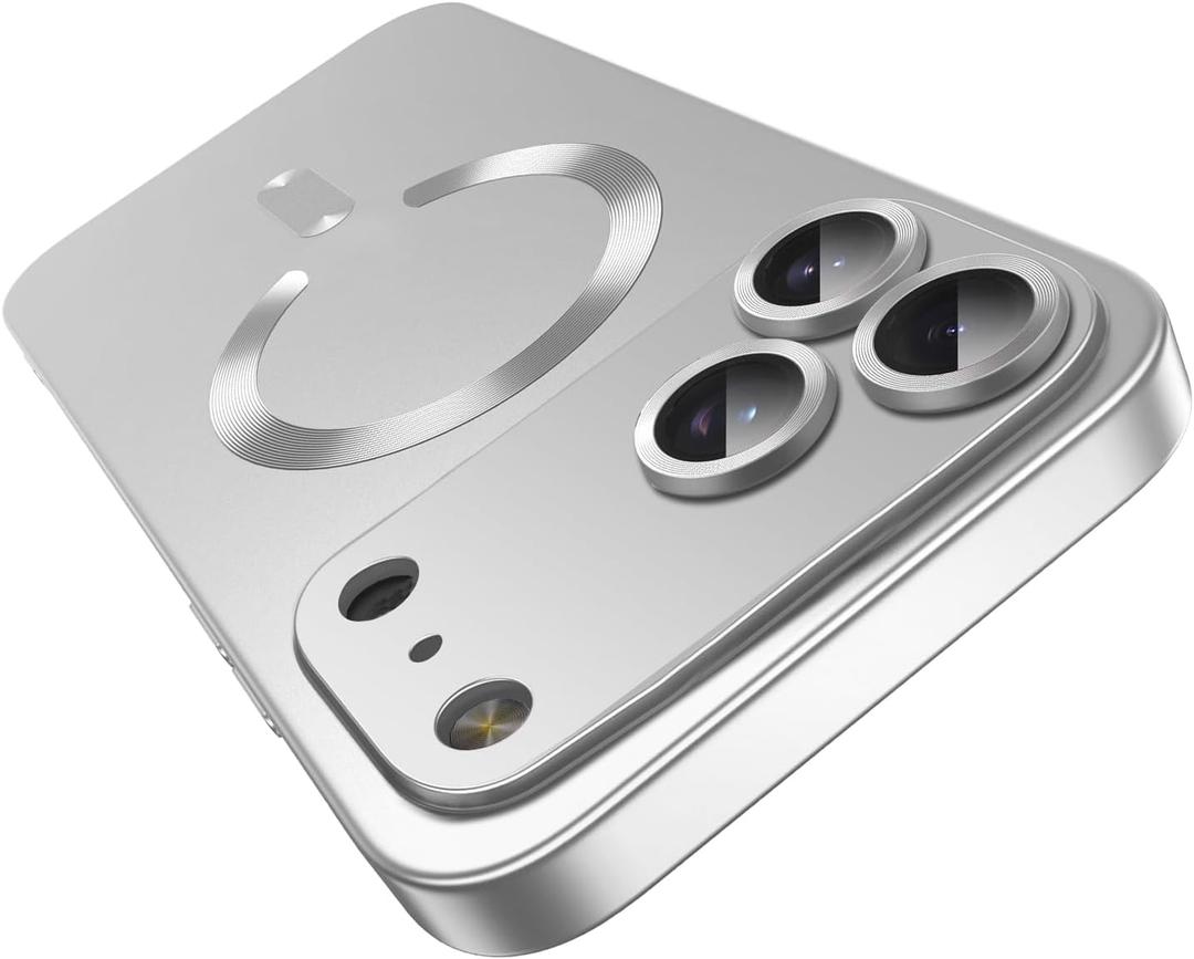 Misscase Magnetic for iPhone 17 Pro Max Case,Comes with Camera Lens Protector,Compatible with Magsafe,Soft TPU Full Protection Slim Smooth Bumper Shockproof Phone Cover Silver