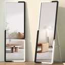 Vlsrka Full Length Floor Mirror, 63"x20" Standing Mirror, Full Body Mirror, Simple Modern Stand Up Mirror, Full Size Large Mirror for Bedroom with Wood Frame, Black White