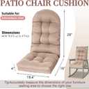 Yddsky Adirondack Chair Cushion, Rocking Cushions 44x19.4x4 inch, High Back Patio Recliner Cushion of Upper and Lower with Ties, Sunscreen and Fade-Resistant Khaki, 2-Piece Chair Cushion