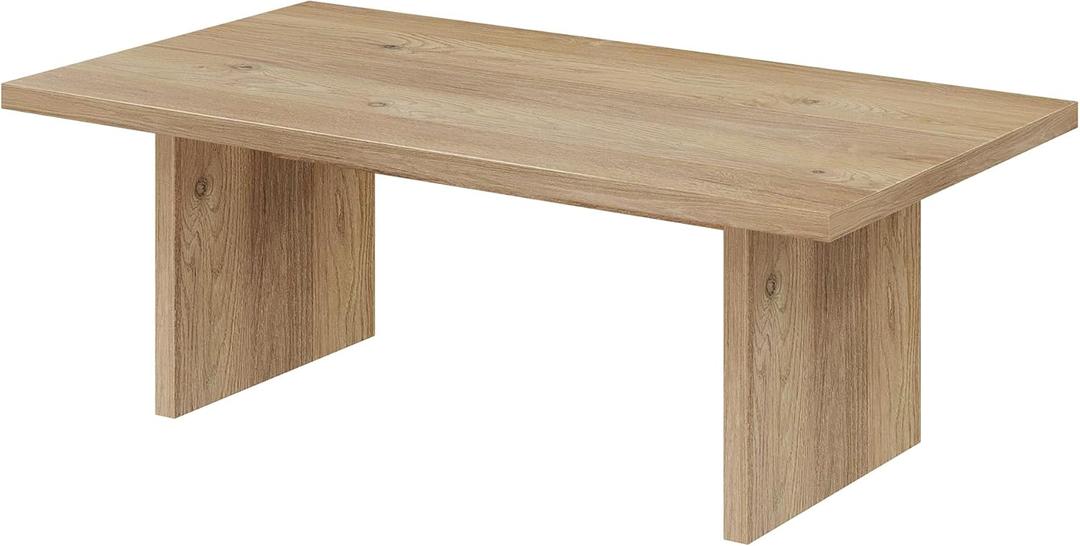 Modern Rustic Coffee Table, 43 Inches Wooden Rectangular Accent Center Tables with Natural Oak Wood Veneer, Farmhouse Table for Living Room