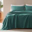 SLEEP ZONE Nanotex Super Soft Cooling King Bed Sheets Set 4 Piece - Easy Care Fitted Flat Sheet & Pillowcase Sets - Wrinkle Free, Fade Resistant, Deep Pocket 16" (Teal, King)