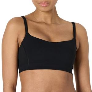 Amazon Essentials Women's Active FormFlex Buttery Soft Light Support Sweetheart Neck Yoga Sports Bra, Black, XX-Large