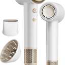 Tideway Hair Dryer, Blow Dryer with Diffuser, Ionic Professional HighSpeed 1500W LowNoise, 110,000 RPM Brushless Motor, Fast Drying, Travel Compact for Women & Men (Gold)