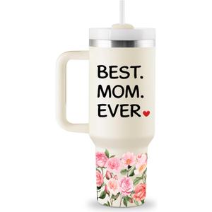 Mothers Day Gifts for Mom Birthday Gifts for Mom Best Mom Gifts from Daughter Son for Mothers Day 40oz Travel Cup Insulated Tumbler with Lid & Straw