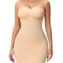 Strapless Shapewear Slip for Women, Tummy Control Bulit-in Bra Full Shapewear Dress Slip, Seamless Body Shaper (X-Large, Nude)