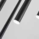 9-Light LED High Ceiling Chandelier, Modern Black Long Linear Pendant Chandelier for Staircase Entryway Foyer, Large Dimmable Hanging Light with 3 Color Temperatures