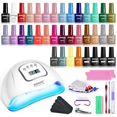 JODSONE Same Color Same Bottle 36 Colors Gel Nail Polish with U V Light Soak Off Glitter Base Top Matte Coat Manicure Salon Home DIY