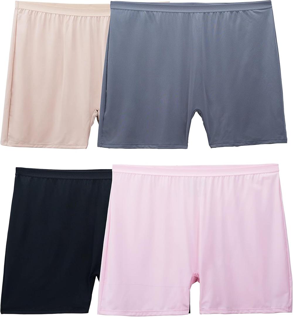 Fruit of the Loom Women's Boxer Briefs with Stretch, Mid Thigh Length Boy Shorts 12 Pus
