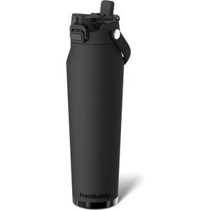 Frost Buddy 32oz Insulated Water Bottle with Straw & Chug Lid | Leak-Proof Stainless Steel | 24-Hours Cold | Sweat-Proof, Cup Holder Friendly | Ideal for Gym, Travel, Sports & Everyday Hydration (Dark Night)
