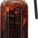 64oz Glass Pitcher with Handle and Lid, 2 Quart Mason Jar Pitcher - Airtight & Leakproof Water Jug with Pour Spout Lid, Glass Containers for Fridge, Perfect for Juice, Cold Brew, Iced & Sun Tea (Black)