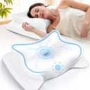 Cervical Neck Pillow for Pain Relief, Beauty Sleeping Cooling Pillow for Side Back Stomach Sleeper, Odorless Memory Foam Bed Pillows Deep Sleep,Ergonomic Orthopedic Neck Support Light White