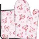 Cute Cartoon Axolotl Oven Mitts and Pot Holders Heat Resistant Oven Mitts Safe for Baking Cooking BBQ