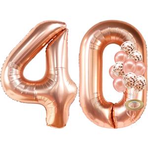 KatchOn, Giant Rose Gold 40 Balloon Numbers - 40 Inch | Rose Gold 40th Birthday Balloons for Women | 40th Birthday Decorations Women | Number Balloons for Happy Anniversary Decorations