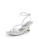 DREAM PAIRS Women's kitten Low Strappy Lace Up Heels Open Square Toe Thong Ankle Strap Heels Sexy Fashion Comfort Dress Shoes Party Sylvestra Pumps Heeled Sandals,Size 8,Silver-Pu,SDHS2405W, Size 7