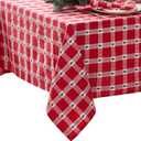 Elrene Home Fashions Sherwood Tree Dobby Christmas/Holiday Cotton Rectangle Tablecloth, 52"x70", Red