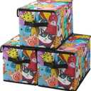 Stackable Clothes Storage Bins with Lids,Closet Organizers Fabric Cat Printing Box for Home and Office,Blanket Clothes Organizers,Under Bed Storage Containers 3 Pack.