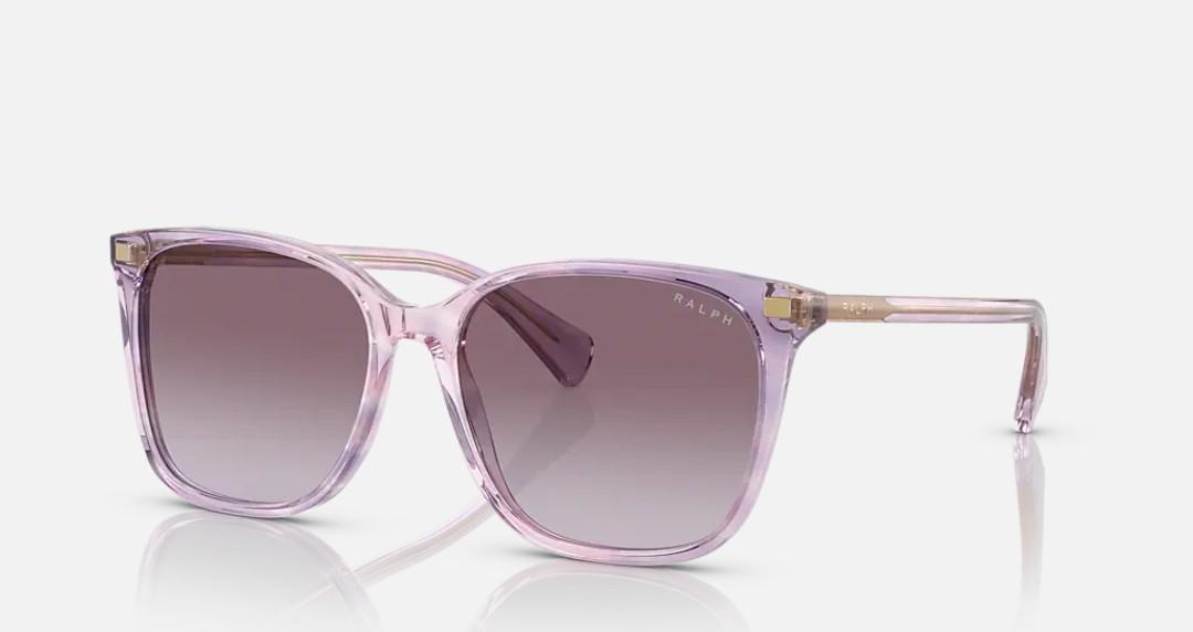 Ralph by Ralph Lauren Womens RA5293 Square Sunglasses, Shiny Striped Purple/Gradient Violet, 56 mm