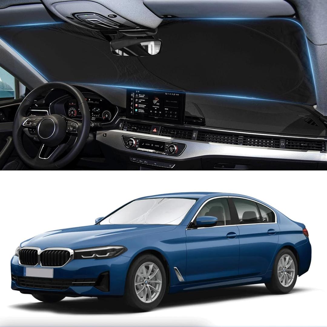 for BMW 5-Series Windshield Sun Shade Sunshade Custom Fit for BMW 5 Series G30 G31 2011-2024 2025 Windshield Cover for 530i, 530e, 545i, 550i 525i, 528xi, Front Window Shield Protector Car Accessories