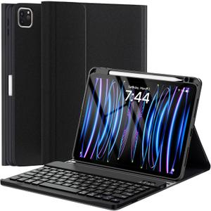 OYEEICE iPad Pro 11" 1st/2nd/3rd/4th Generation and iPad Air 10.9" 4th/5th/6th Generation Case with Detachable Wireless Keyboard, Folio Cover with Pen Holder - Black (Classic style non-backlit)
