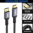4K DisplayPort to HDMI Cable 15FT, 4K@60Hz HDR, High Speed Active Display Port to HDMI Cable UHD Converter, Uni-Directional, 4K@60Hz 2K@120Hz 1080P for HDTV, Monitor, Projector, Dell, NVIDIA, AMD, HP