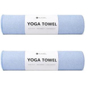 Eunzel 2 Pack Hot Yoga Towel, Non-Slip Yoga Mat Towel with Grip Dots Stickyfiber Sweat Absorbent Towel for Hot Yoga, Pilates and Workout 72" x 24", Blue