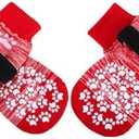 EXPAWLORER Anti Slip Dog Socks to Prevent Licking Paws, Dog Shoes for Hot Pavement, Dog Booties for Small Medium Large Senior Dogs, Traction Control Dog Boots & Paw Protectors for Hardwood Floors-Red (Extra Small)