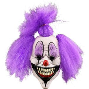 Scary Halloween Clown Mask for Adult with Hair Horror Evil Killer Joker Costume Mask