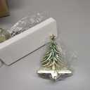 Loncaster Set of 2 Christmas Stocking Holders for Mantle, Glitter Green Xmas Tree Weighted Stocking Holder for Mantle, Non-Slip Xmas Hangers for Fireplace Christmas Party Decorations Gifts(Gold Tree)