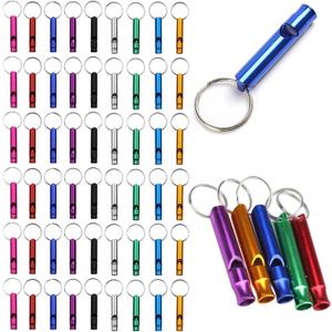 Tergy 50-100 Pieces Emergency Whistle with Keychain Aluminum Survival Whistle Key Chain for Camping Hiking Boating Hunting Fishing
