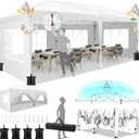 HOTEEL 10x20 Pop Up Canopy with 6 Sidewalls, One-Push Setup Canopy Tent with 8 Windbreak Poles, 10x20 Waterproof Outdoor Canopies for Parties Market Weddings Camping Patios (White)