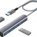 Elebase 4 Ports USB 3.0 Splitter 1 in 4 Out,4 Way USB Hub with 0.7FT Cable,USB Adapter & OTG,Multi Port USB Split Multiport Expander for Laptop,PS5,PS4,MacBook,Car,PC,Computer,Flash Drive,Keyboard